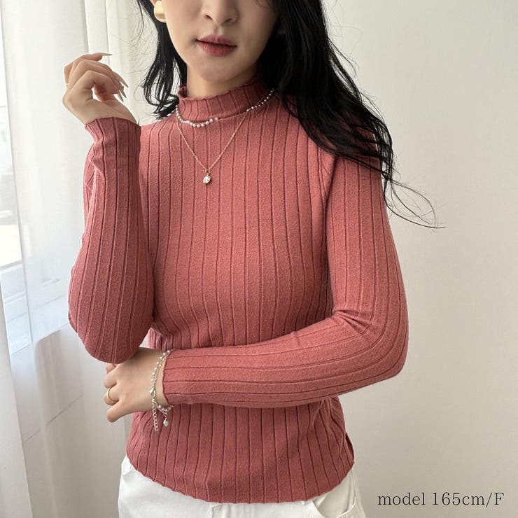 10カラー。大人かわいいハイネックリブニット。コーディネートのアクセントにも、１… | maison de LATIR | 詳細画像90 