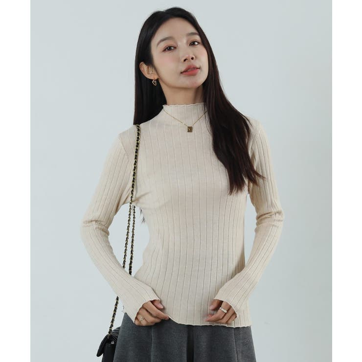 10カラー。大人かわいいハイネックリブニット。コーディネートのアクセントにも、１… | maison de LATIR | 詳細画像9 