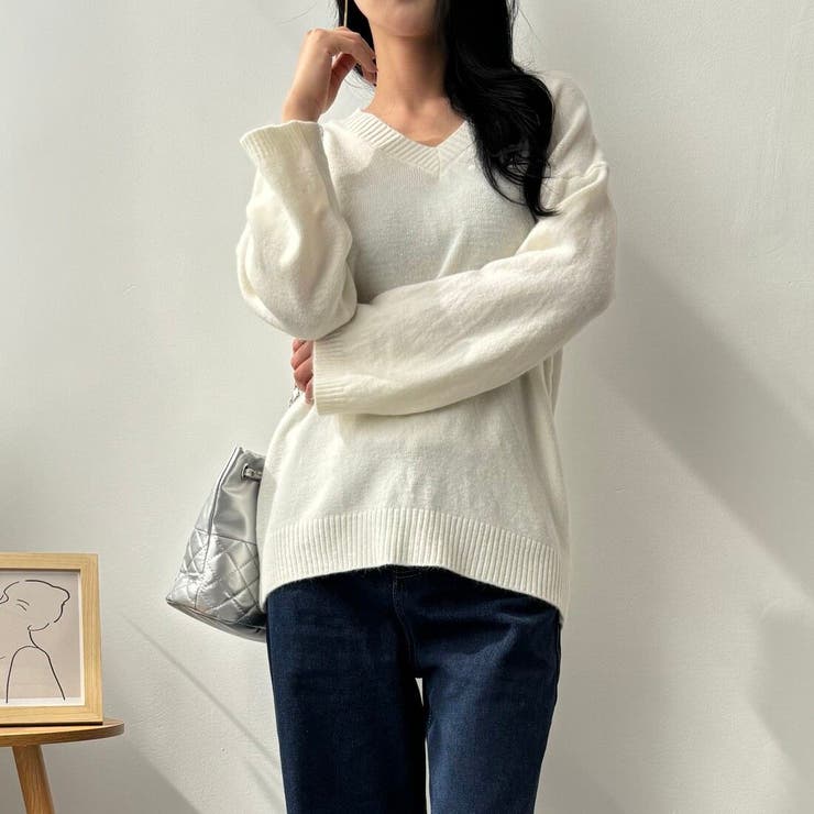レディースアウター冬服夏韓国vネックオフィスニットトップスにトップス長袖大人かわいいきれいめセータートップス夏韓国トップスざっくりニット無地