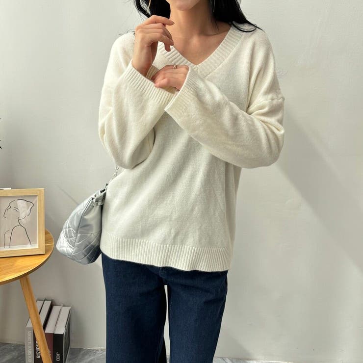 レディースアウター冬服夏韓国vネックオフィスニットトップスにトップス長袖大人かわいいきれいめセータートップス夏韓国トップスざっくりニット無地