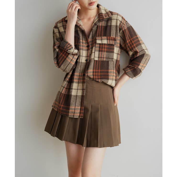 ゆったり裏起毛ビッグシャツジャケット チェック柄ブルゾン 柔らかく肌触りの良い | maison de LATIR | 詳細画像2 