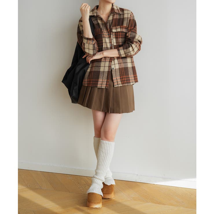 ゆったり裏起毛ビッグシャツジャケット チェック柄ブルゾン 柔らかく肌触りの良い | maison de LATIR | 詳細画像4 