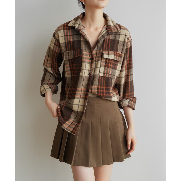 ゆったり裏起毛ビッグシャツジャケット チェック柄ブルゾン 柔らかく肌触りの良い | maison de LATIR | 詳細画像10 