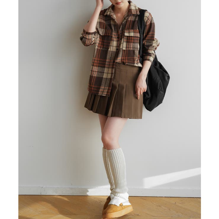 ゆったり裏起毛ビッグシャツジャケット チェック柄ブルゾン 柔らかく肌触りの良い | maison de LATIR | 詳細画像12 