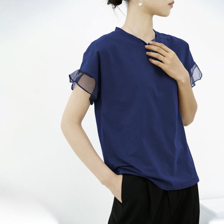 tシャツ 着回し力抜群なチュールフリル袖Tシャツ レディース 楽天市場】着回し力抜群なチュールフリル袖Tシャツ 半袖