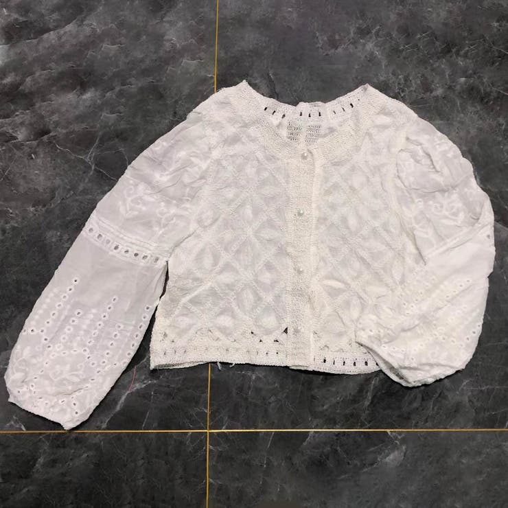 ホワイト | コーデをエレガントに演出する刺繍デザインパフスリーブトップス 韓国 冬 | maison de LATIR