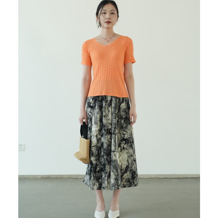 すっきりしたシルエットが女性らしいVネックサマーニット 冬 半袖 | maison de LATIR | 詳細画像13 