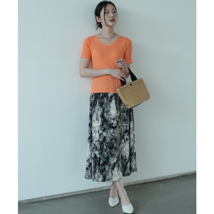 すっきりしたシルエットが女性らしいVネックサマーニット 冬 半袖 | maison de LATIR | 詳細画像22 