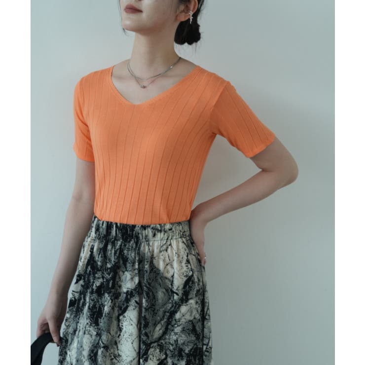 すっきりしたシルエットが女性らしいVネックサマーニット 冬 半袖 | maison de LATIR | 詳細画像27 