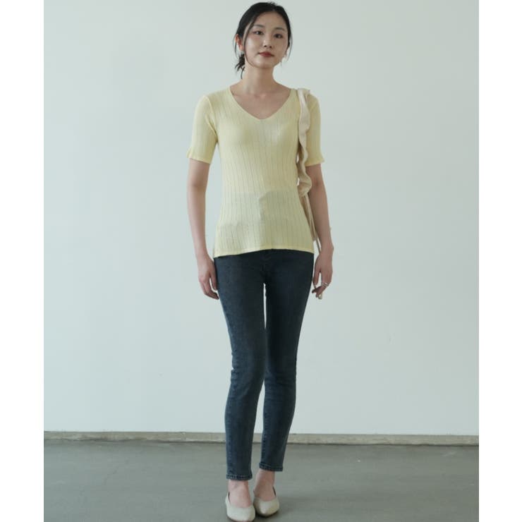 すっきりしたシルエットが女性らしいVネックサマーニット 冬 半袖 | maison de LATIR | 詳細画像28 