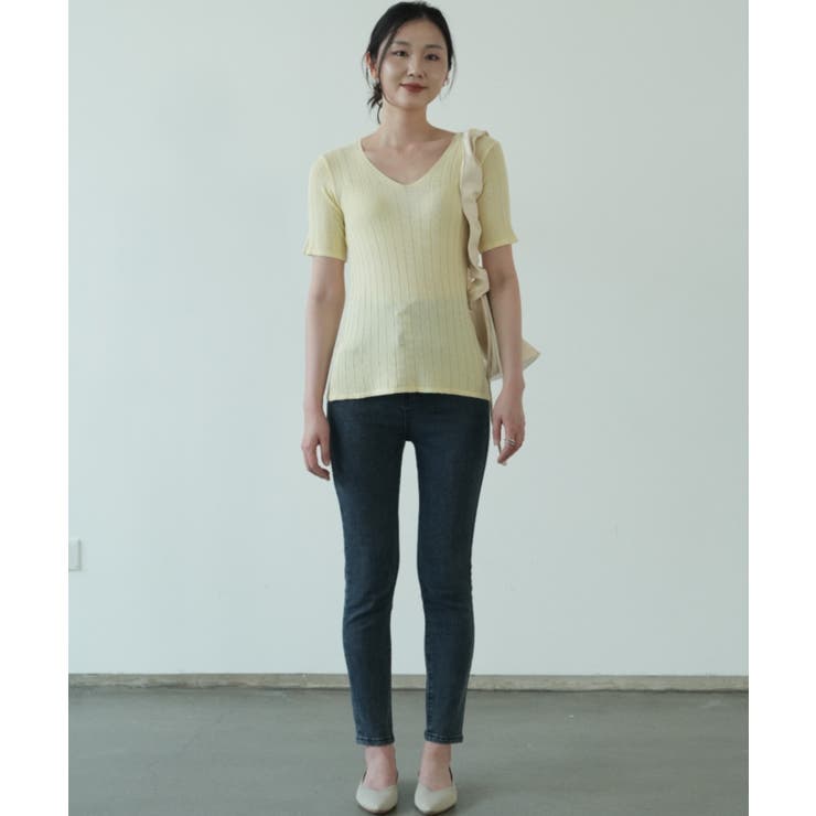 すっきりしたシルエットが女性らしいVネックサマーニット 冬 半袖 | maison de LATIR | 詳細画像30 