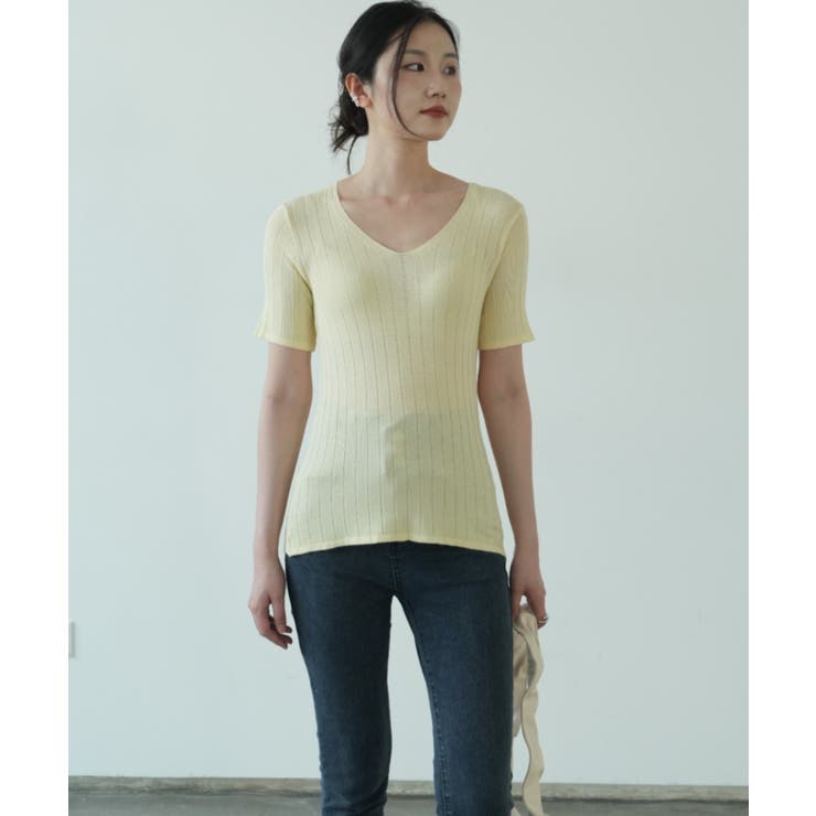 すっきりしたシルエットが女性らしいVネックサマーニット 冬 半袖 | maison de LATIR | 詳細画像38 