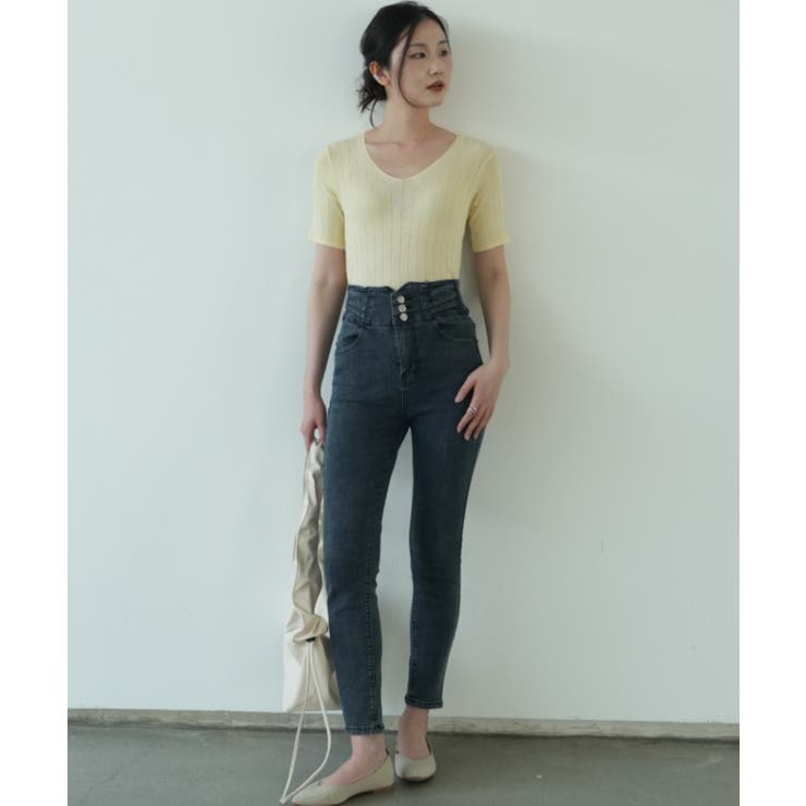 すっきりしたシルエットが女性らしいVネックサマーニット 冬 半袖 | maison de LATIR | 詳細画像46 