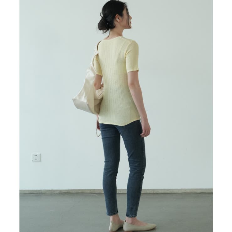ディオール✨サマーニット　ベルトテッド✨半袖　アシンメトリー✨サイズM　パープル サイドジップ 半袖ニットTシャツ｜プルオーバー｜ニコル公式通販