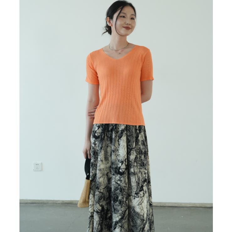 すっきりしたシルエットが女性らしいVネックサマーニット 冬 半袖 | maison de LATIR | 詳細画像9 