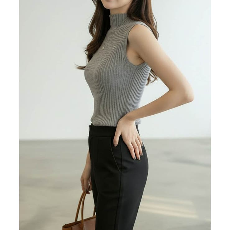リブデザインが上品な夏服。ボトルネックノースリーブでイージーケアだからデイリーに… | maison de LATIR | 詳細画像32 