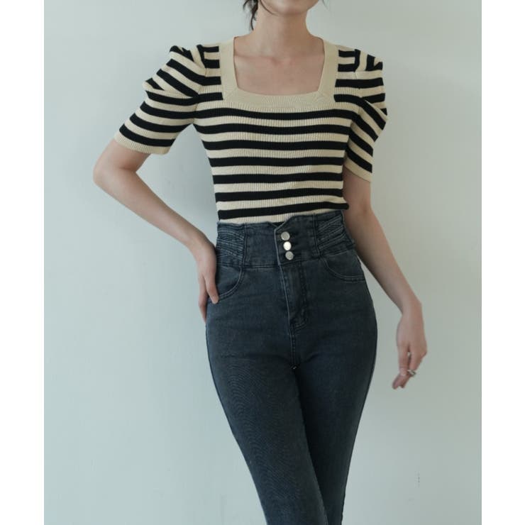 さりげないデザインがこなれ感を出してくれるニット スクエアネック シャーリングス… | maison de LATIR | 詳細画像14 