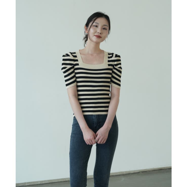 さりげないデザインがこなれ感を出してくれるニット スクエアネック シャーリングス… | maison de LATIR | 詳細画像19 