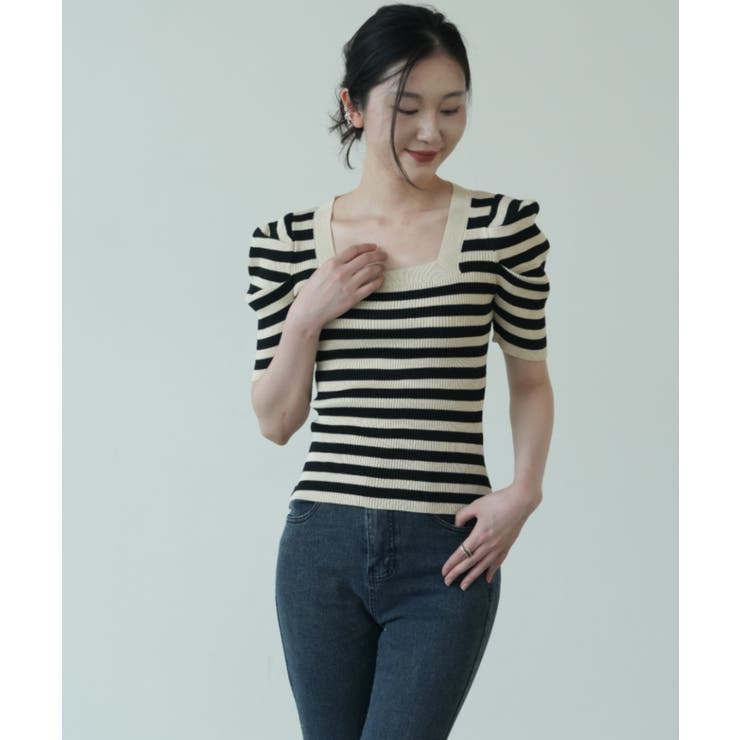 さりげないデザインがこなれ感を出してくれるニット スクエアネック シャーリングス… | maison de LATIR | 詳細画像20 