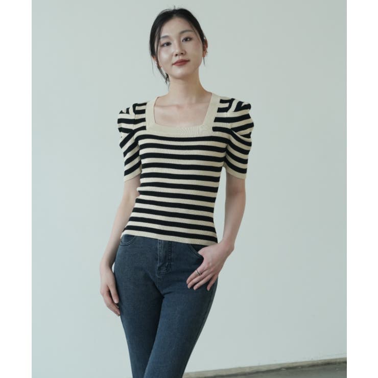 さりげないデザインがこなれ感を出してくれるニット スクエアネック シャーリングス… | maison de LATIR | 詳細画像21 