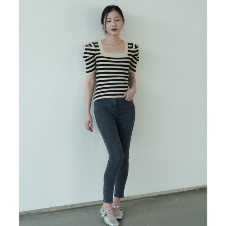 さりげないデザインがこなれ感を出してくれるニット スクエアネック シャーリングス… | maison de LATIR | 詳細画像23 