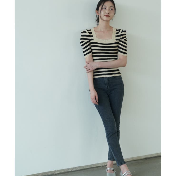 さりげないデザインがこなれ感を出してくれるニット スクエアネック シャーリングス… | maison de LATIR | 詳細画像24 