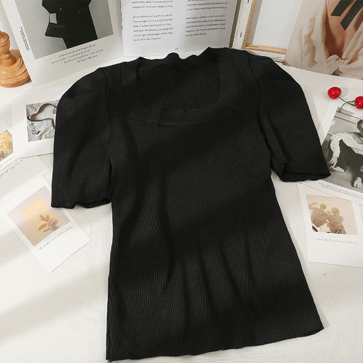 さりげないデザインがこなれ感を出してくれるニット スクエアネック シャーリングス… | maison de LATIR | 詳細画像33 