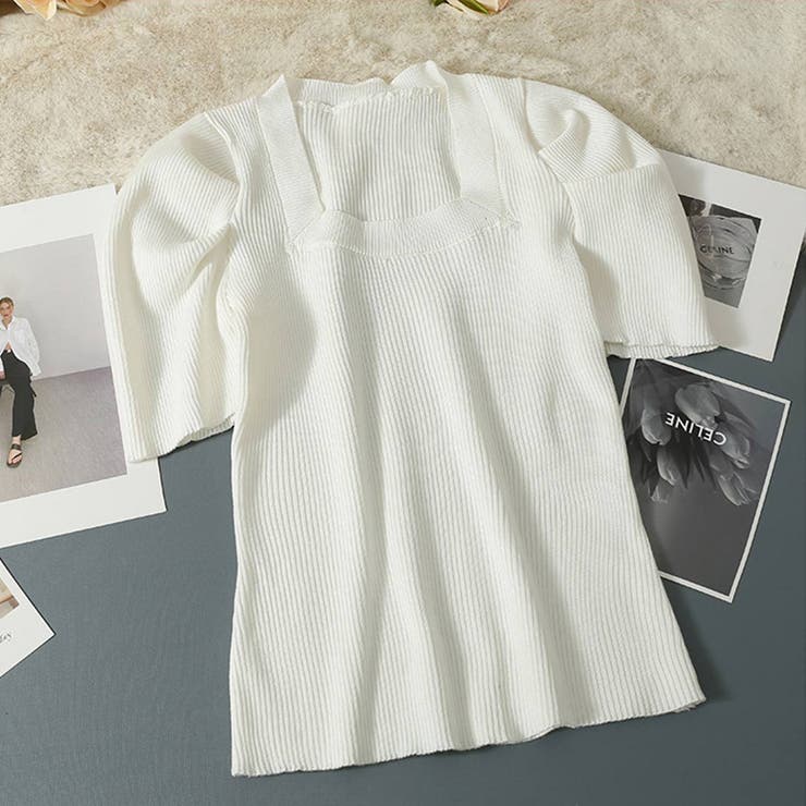 さりげないデザインがこなれ感を出してくれるニット スクエアネック シャーリングス… | maison de LATIR | 詳細画像38 