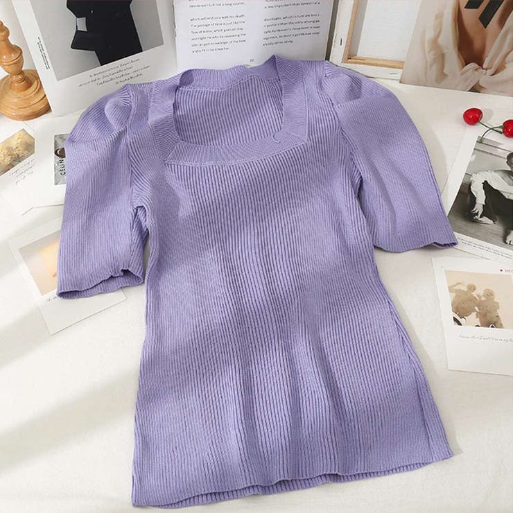 さりげないデザインがこなれ感を出してくれるニット スクエアネック シャーリングス… | maison de LATIR | 詳細画像40 