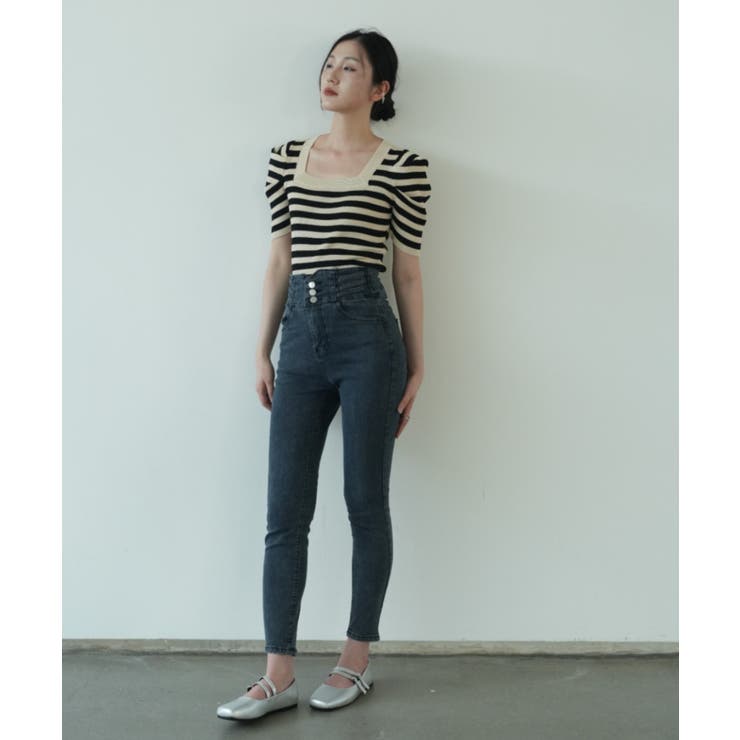 さりげないデザインがこなれ感を出してくれるニット スクエアネック シャーリングス… | maison de LATIR | 詳細画像9 