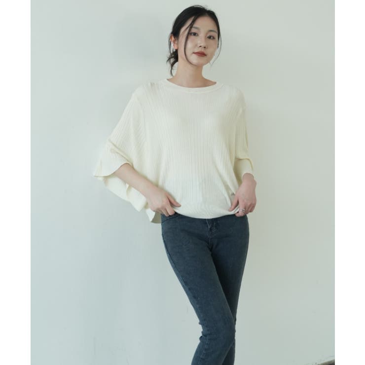7分袖フリルサマーニット リブニット トップス | maison de LATIR | 詳細画像21 