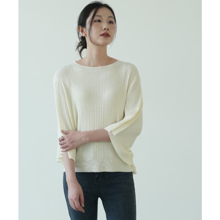 7分袖フリルサマーニット リブニット トップス | maison de LATIR | 詳細画像4 