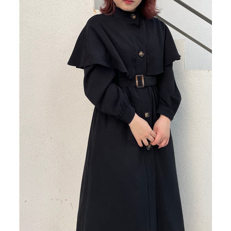 アンミヌ　ケープカラーコート　（Black） ケープカラーコート[品番：CTYW0002335]｜MAJESTIC LEGON