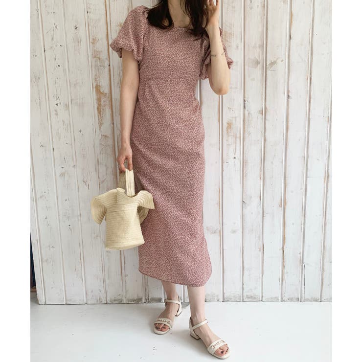 ピンク柄 | バルーンスリーブIラインワンピース | MAJESTIC LEGON 