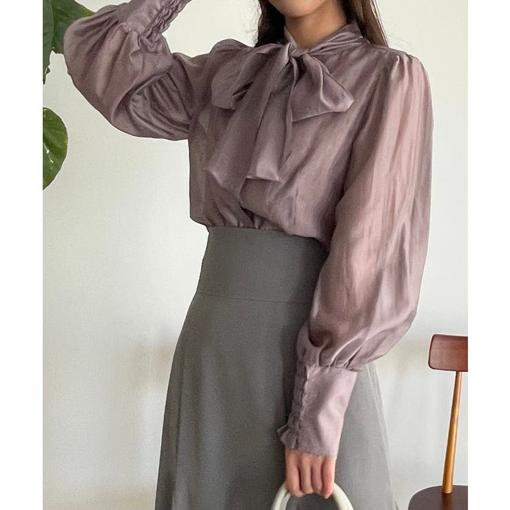 パープル | クラシカルボウタイブラウス | MAJESTIC LEGON 