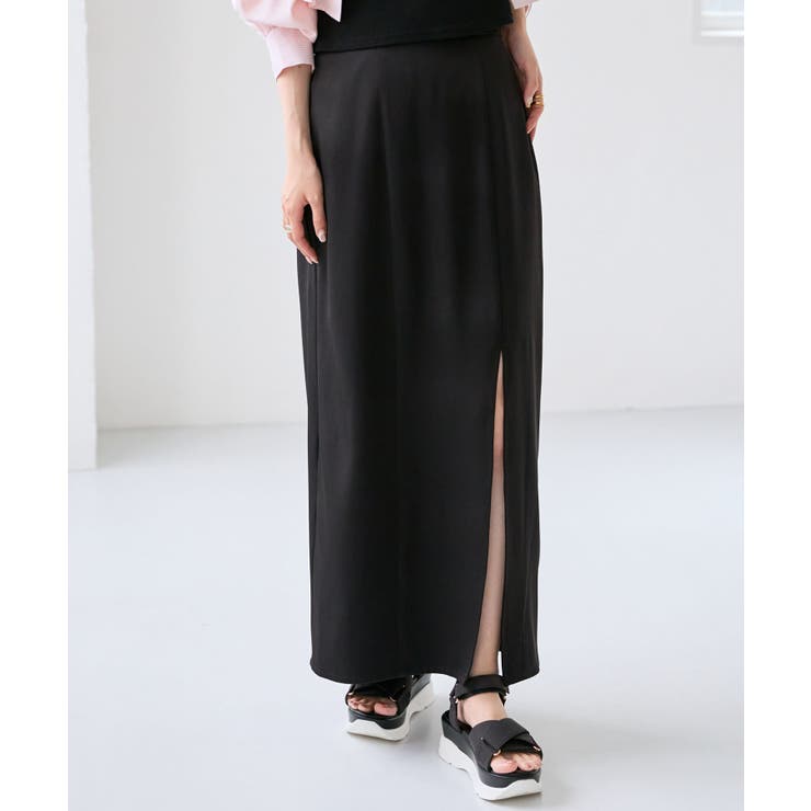 ブラック | ウエストフィットスリットスカート | MAJESTIC LEGON 