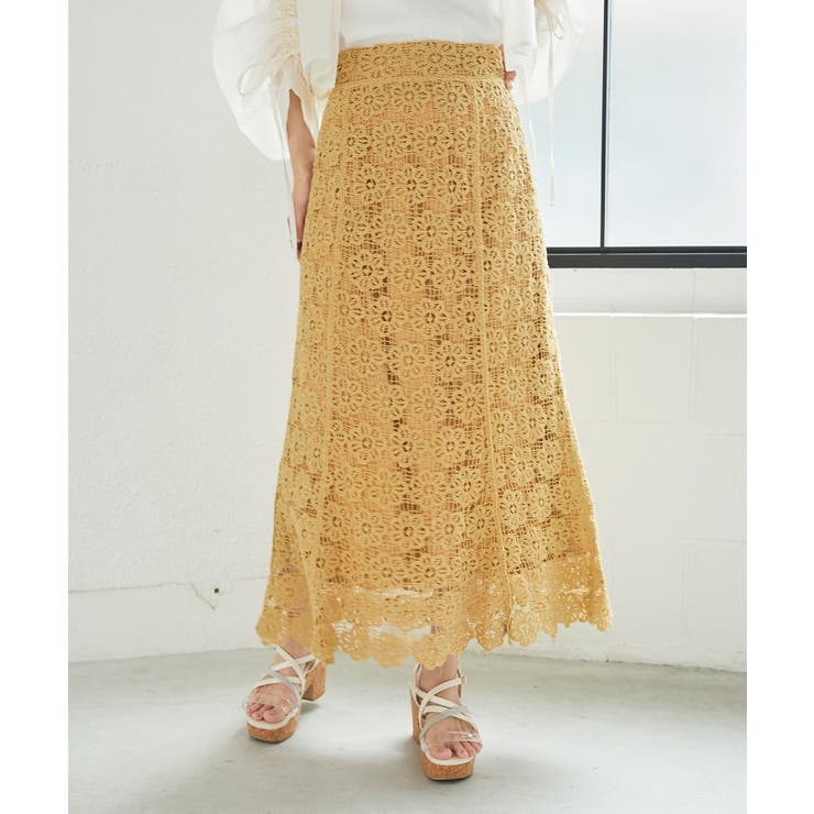 イエロー | クロシェロングスカート | MAJESTIC LEGON 