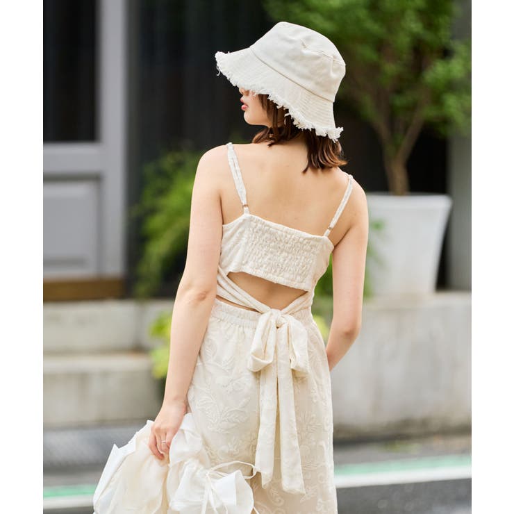 アイボリー柄 | バックリボンキャミサロペット | MAJESTIC LEGON 