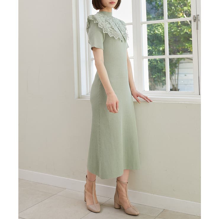 Ｌ／グリーン | レースカラーマルチwayニットワンピ | MAJESTIC LEGON 