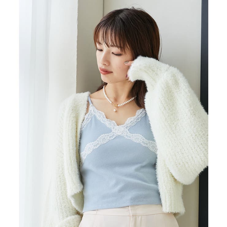 カップ付きレーストリムキャミソール[品番：CTYW0003475