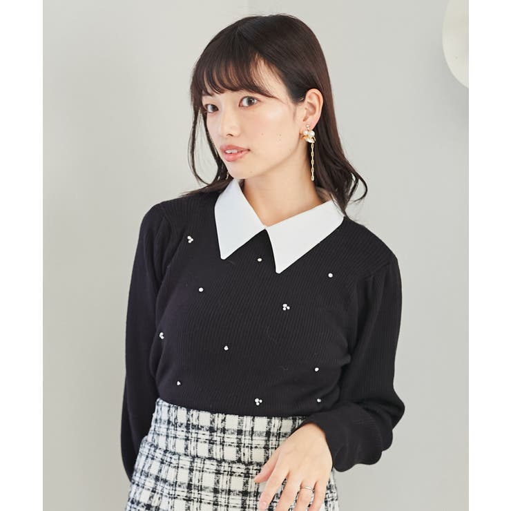 2way襟付きビジューリブニット[品番：CTYW0003770]｜MAJESTIC LEGON