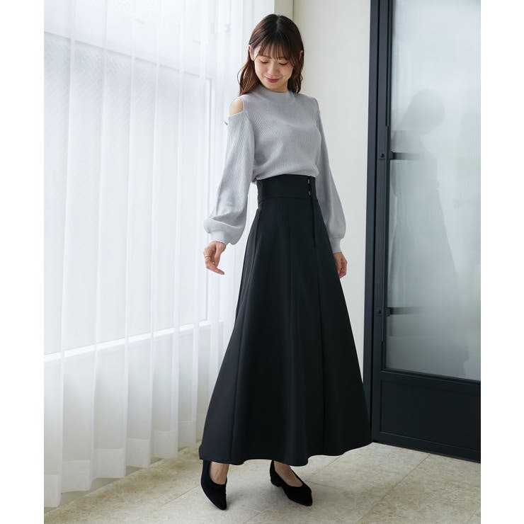 バックレースアップフレアスカート[品番：CTYW0003543]｜MAJESTIC