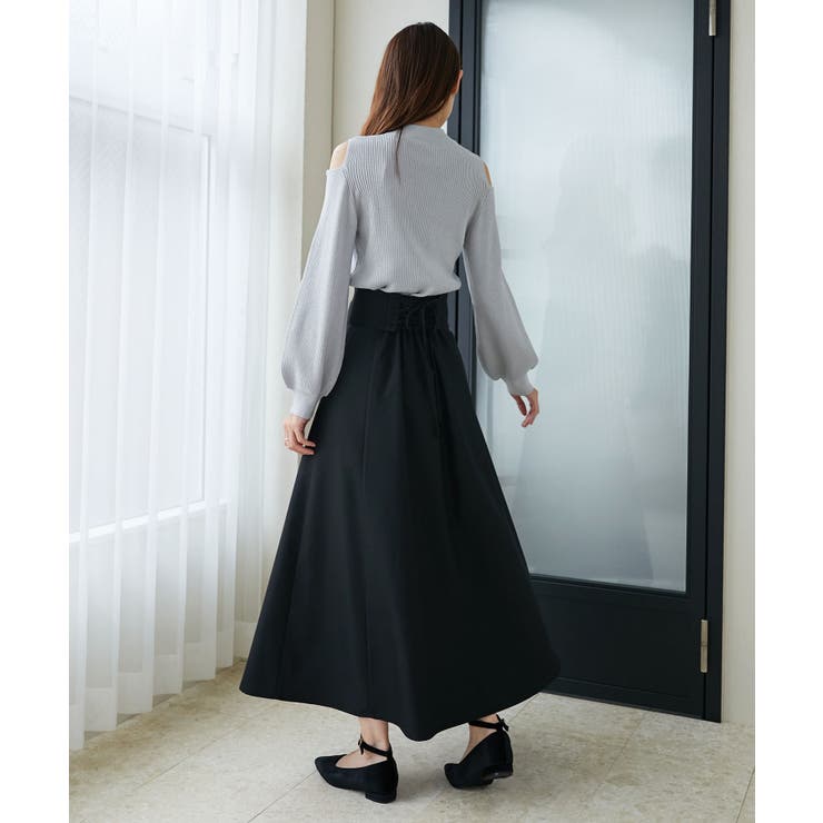 バックレースアップフレアスカート[品番：CTYW0003543]｜MAJESTIC