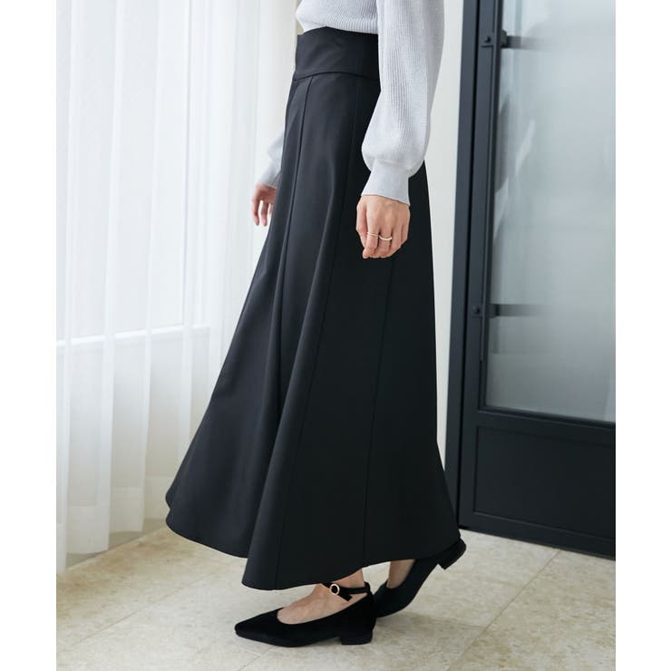 【タグ付】CHIGNON レース ティアード フレアスカート 黒　ブラック シルクジョーゼット＆レース製ティアード ロングスカート 黒 - Chloé