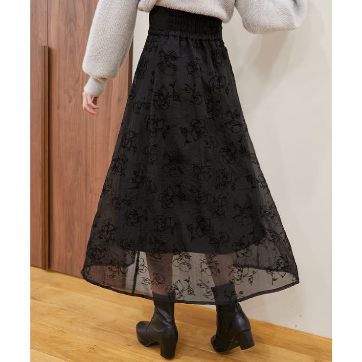 フロッキフラワーフレアスカート[品番：CTYW0003692]｜MAJESTIC LEGON