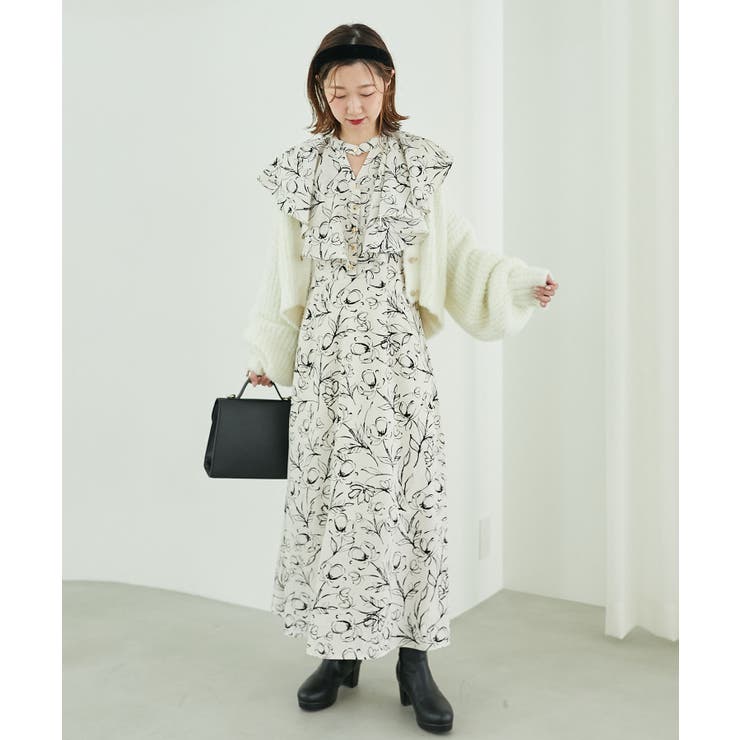 限定! Maggy London フローラル ラッフル ワンピース ラッフルフラワープリントワンピース｜プロポーションボディ