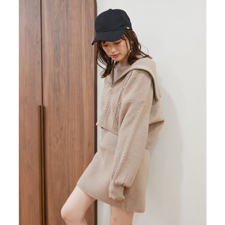 〇ハーフZIPニットセットワンピ[品番：CTYW0003662]｜MAJESTIC LEGON