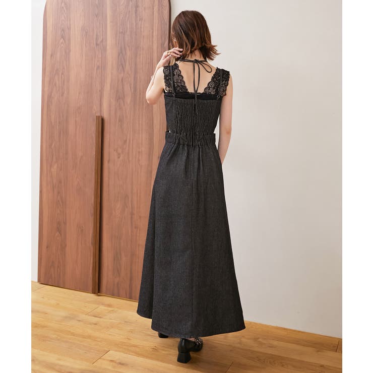 ワンピース フェイクインナー 偽キャミワンピ ロング 大人可愛い 夏