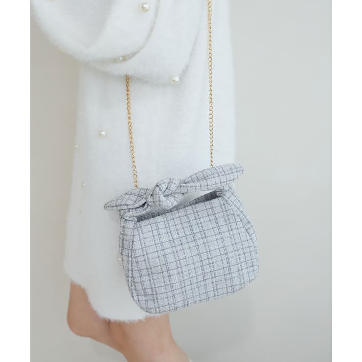 グレー柄 | リボンハンドルツイードバッグ | MAJESTIC LEGON 