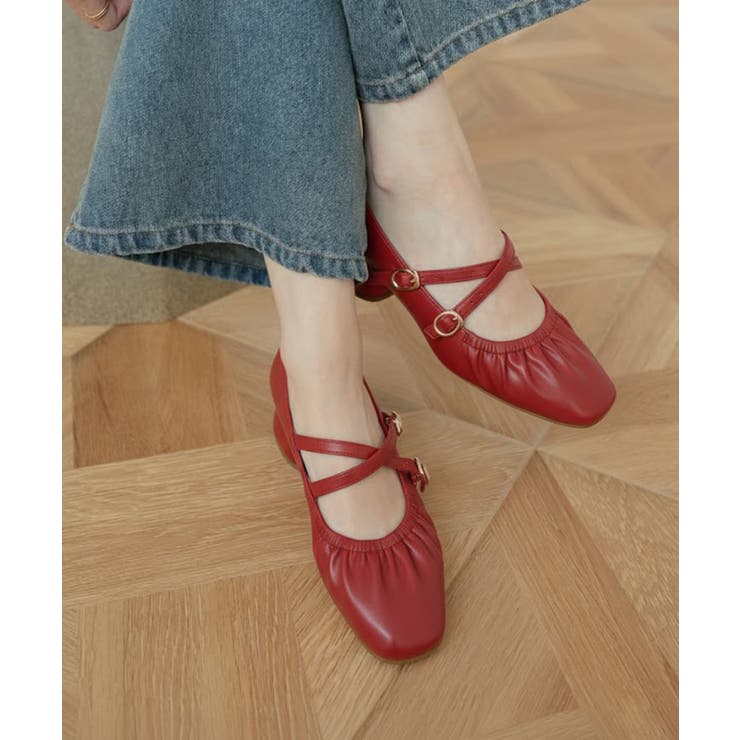 レッド | レディギャザーストラップパンプス | MAJESTIC LEGON 